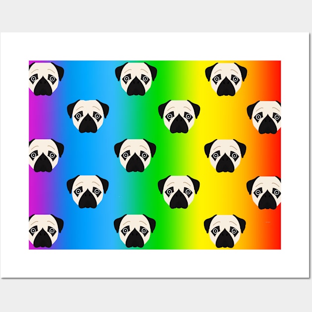 pug dog rainbow funny face mask pugs gifts Wall Art by T-shirt verkaufen